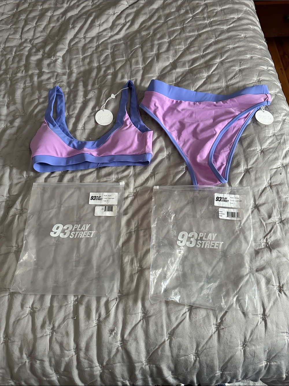 93 Play Street Lavender-Pink Contrast Bikini Set